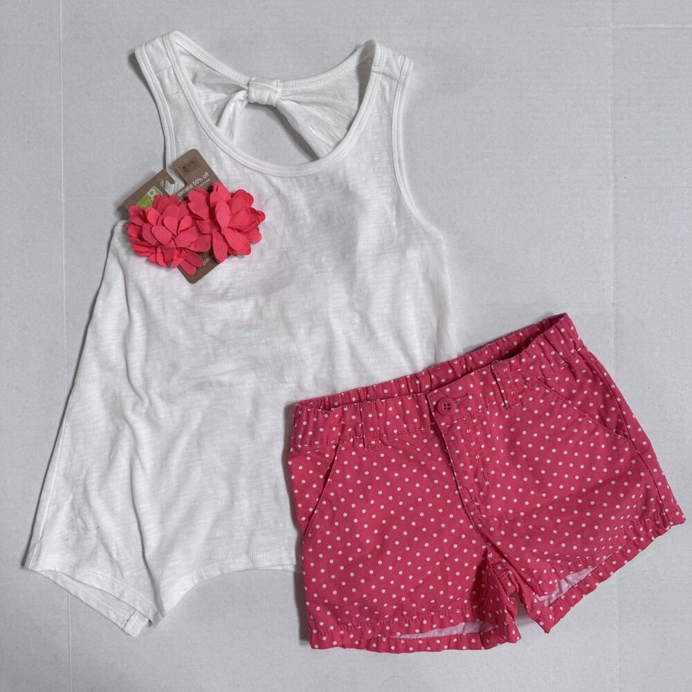 NWT crazy8 girl size 7 outfit tank top + shorts + hair clips shirt crazy 8